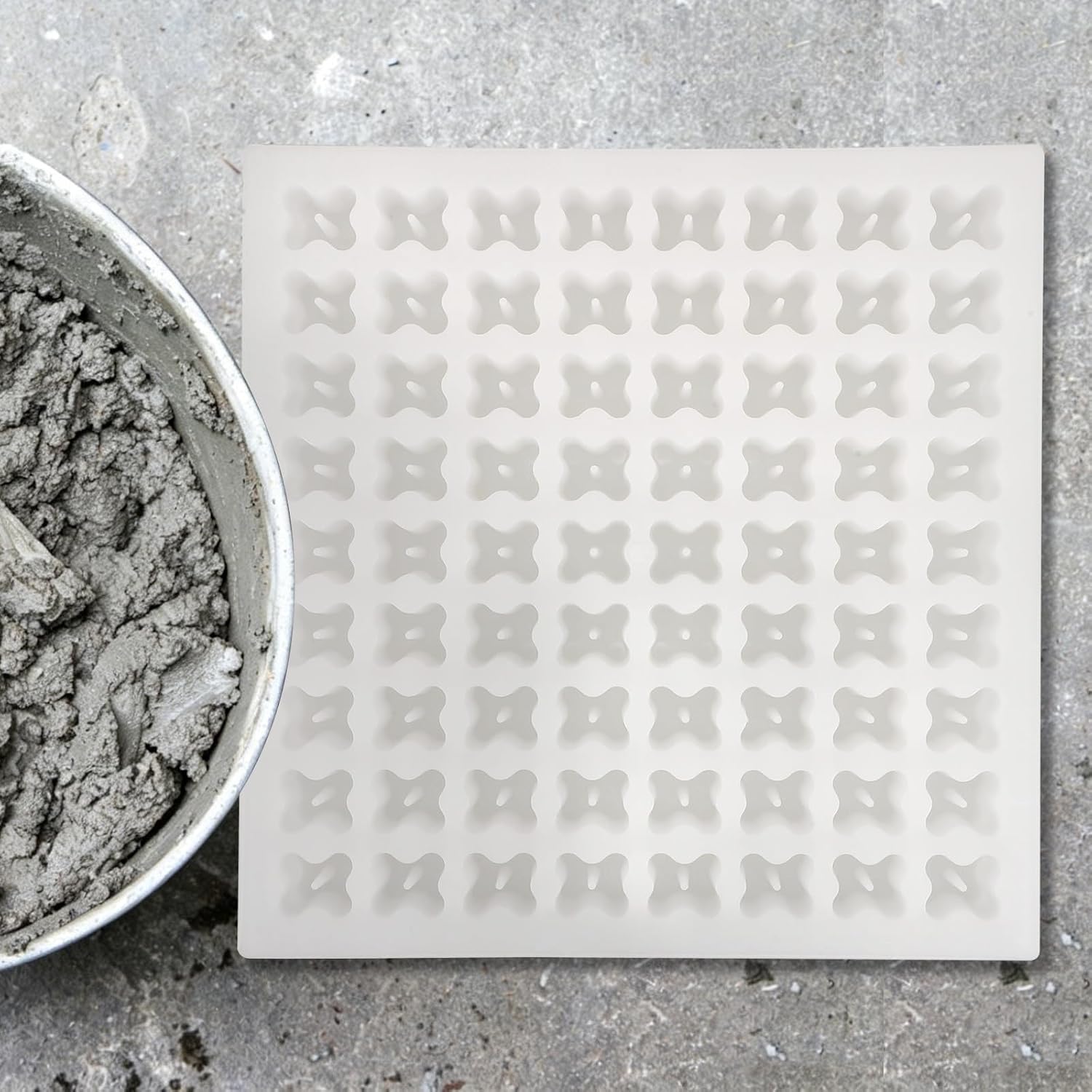 Concrete Spacer Block Making Mold: Flower Pattern Reusable Plastic Cement Molding Tool for Precast Construction Projects White