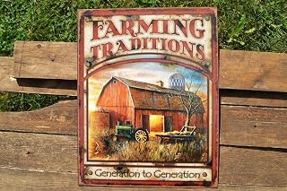 ShopForAllYou Vintage Decor Signs Farming Traditions Tin Metal Sign - Tractor - Barn - Rustic Farm - Generation