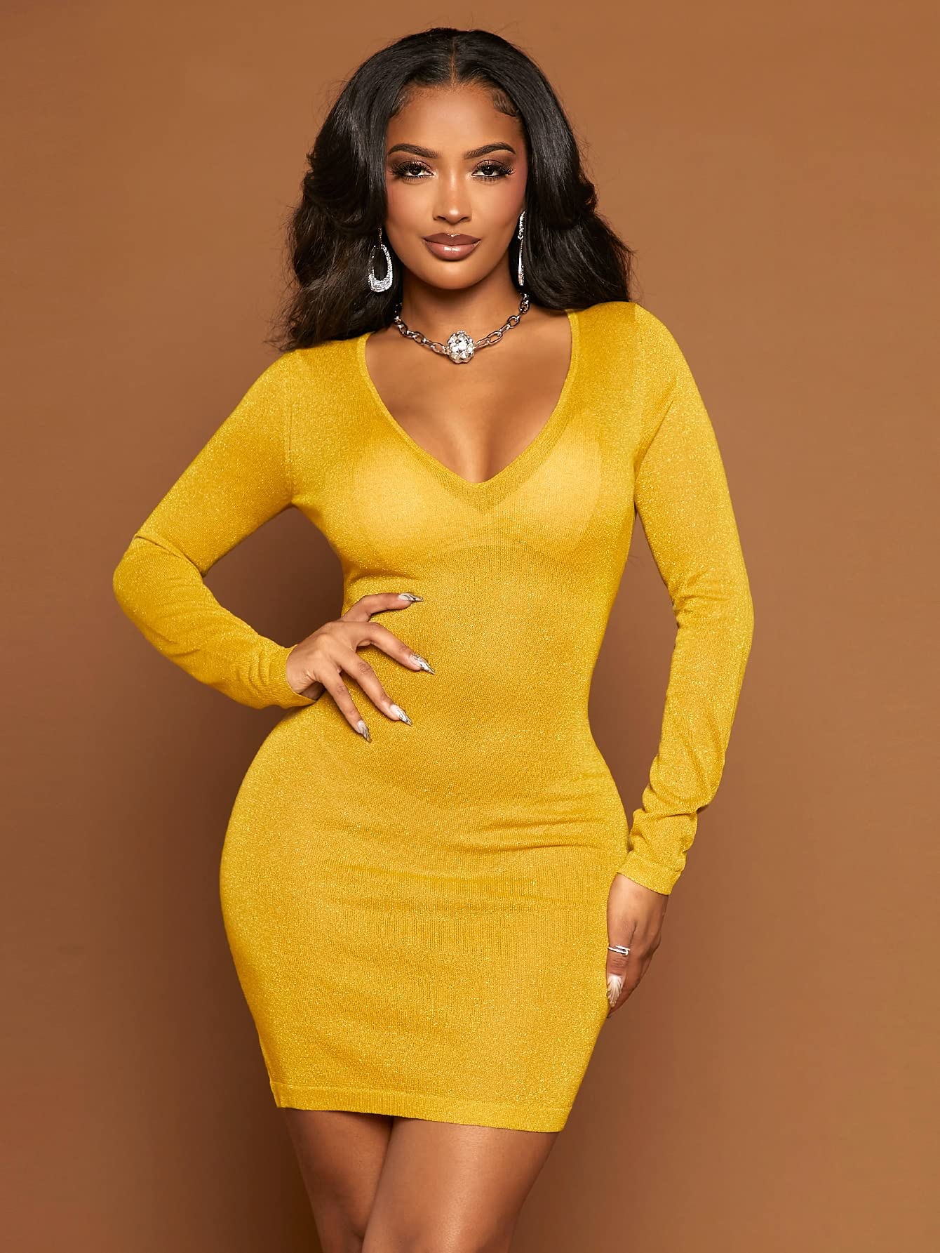 SOUCON Sweater Dress for Women V Neck Sweater Dress Without Bra Sweater Dress for Women SOUCON (Color : Mustard Yellow, Size : Medium) : Amazon.ca: Clothing, Shoes & Accessories SOUCON Sweater Dress for Women V Neck Sweater Dress Without Bra Sweater Dress for Women SOUCON (Color : Mustard Yellow, Size : Medium) : Amazon.ca: Clothing, Shoes & Accessories