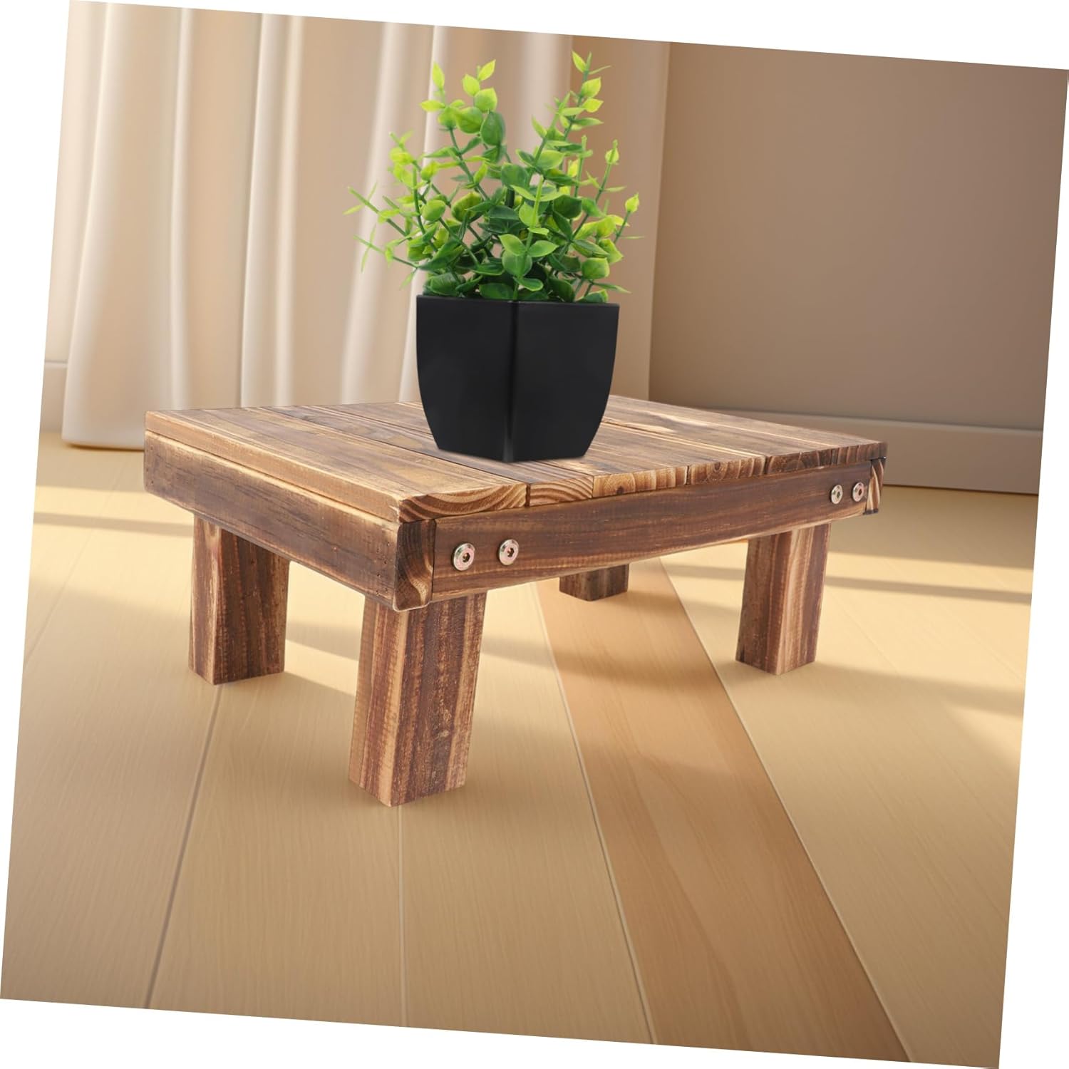 BESPORTBLE Wooden Plant Stand Balcony Space-saving Indoor Flower Rack Rustic Bench for Living Room Garden Decor
