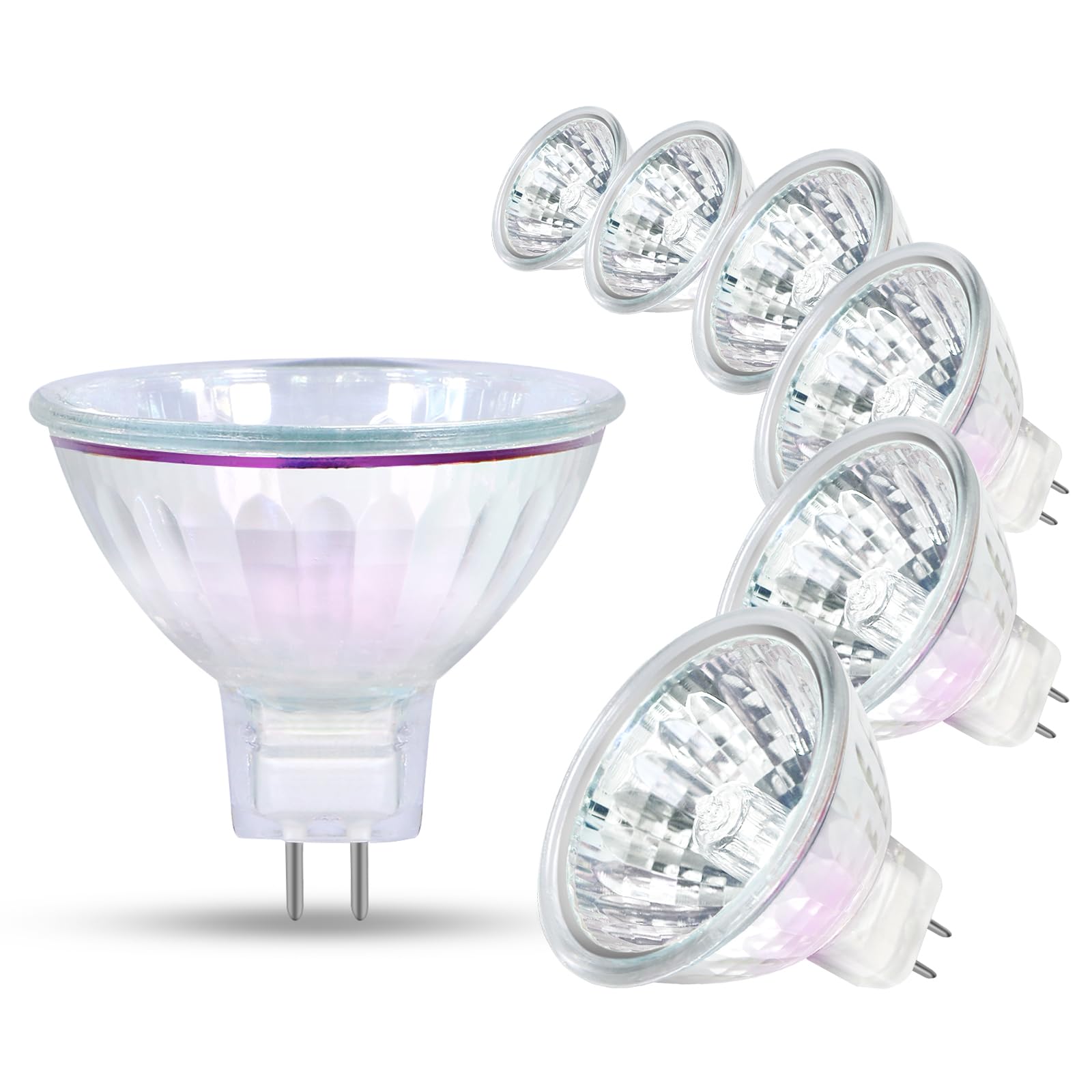 MR16 Halogen Light Bulb 50W GU5.3 2 Pin Base, 12V 3000K Warm White Spotlight 36°Beam Angle 4000 Hours Lifespan Dimmable MR16 Halogen Bulb Dichroic -6Pack