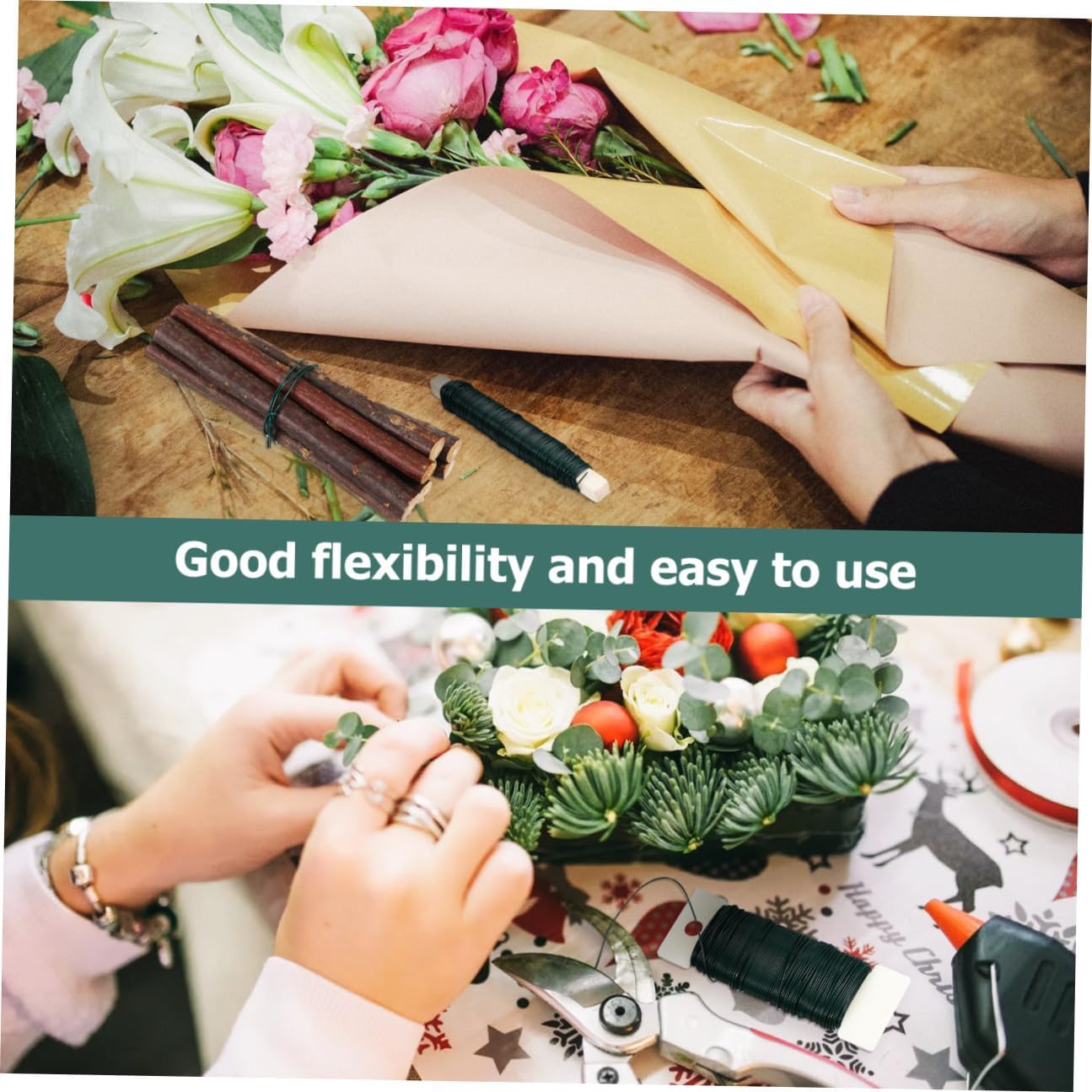 Uonlytech 6pcs Wire Rod Plastic Board Floral Binding Wires for Craft Decorative Thin Iron Strings Reusable Plant
