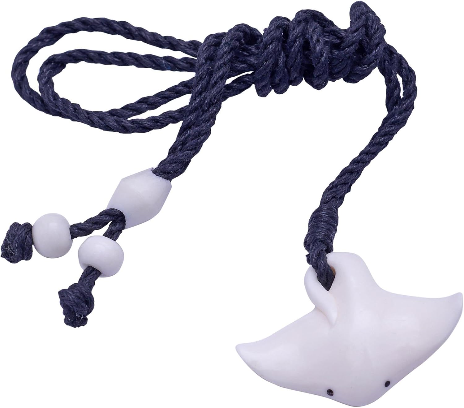 81stgeneration Stingray Hand Carved Bone Pendant - Maori Style Jewelry - Ocean Inspired Hawaii Necklace - Fish Bone Necklace - Surfer Beach Accessories - Adjustable Black Cord Necklace