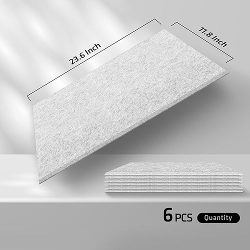 Miniatura 2 de Paquete de 6 azulejos de fieltro para pared, paneles acústicos decorativos, paneles de absorción de sonido de pared, ideales para reducir el eco y