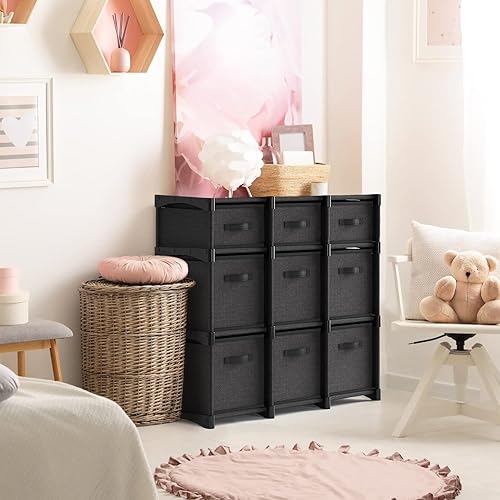 Vista 19 de Organizador de almacenamiento de 6 cubos, estante organizador de cubos grises, estantes organizadores de cubos de almacenamiento con cubos