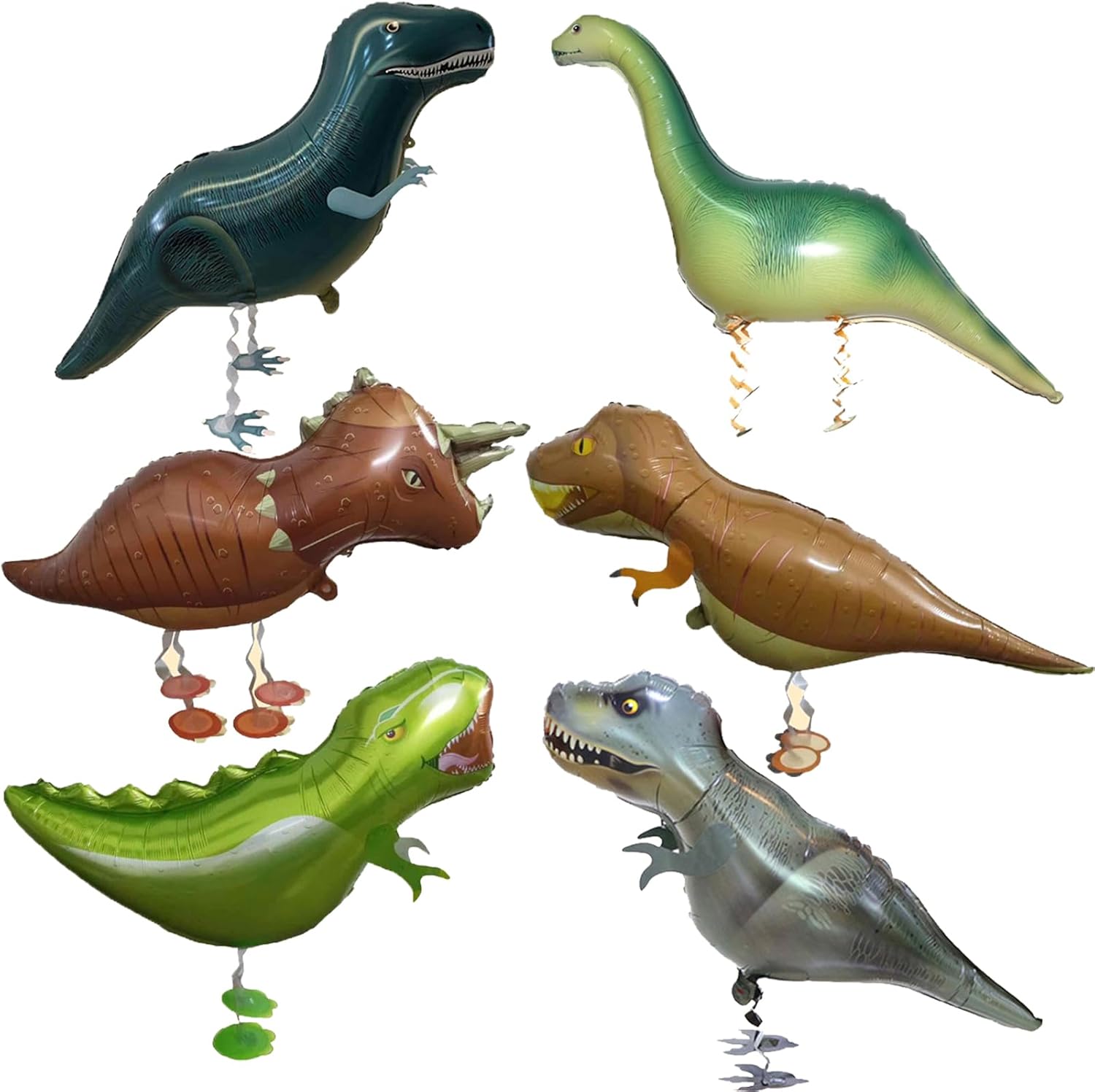 Amazon.com: LLMSIX 6 Pieces Dinosaur Balloon Inflatable Foil Walking ...