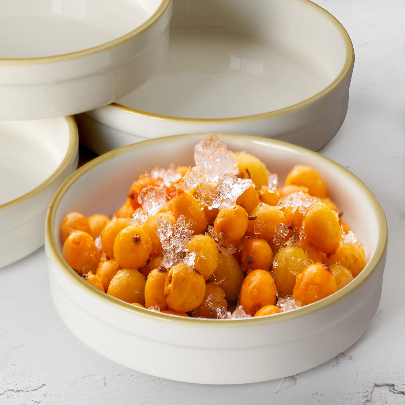 Cinf Dessertschalen Set aus Porzellan 4er Set kleine Schalen 177 ml ofenfest, für Dessert, Dip, Soufflé, Creme Brulee, spülmaschinenfest