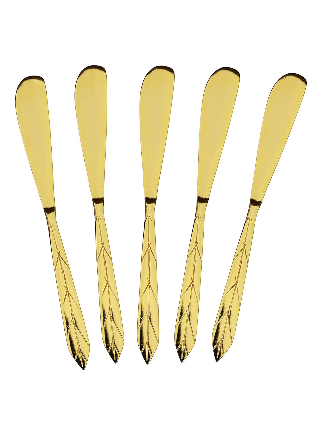 Buy ULTIMA Stainless Steel Gold Butter Knife, Cheese Jam Knife, Length 17 cm, Set of 5 Online at