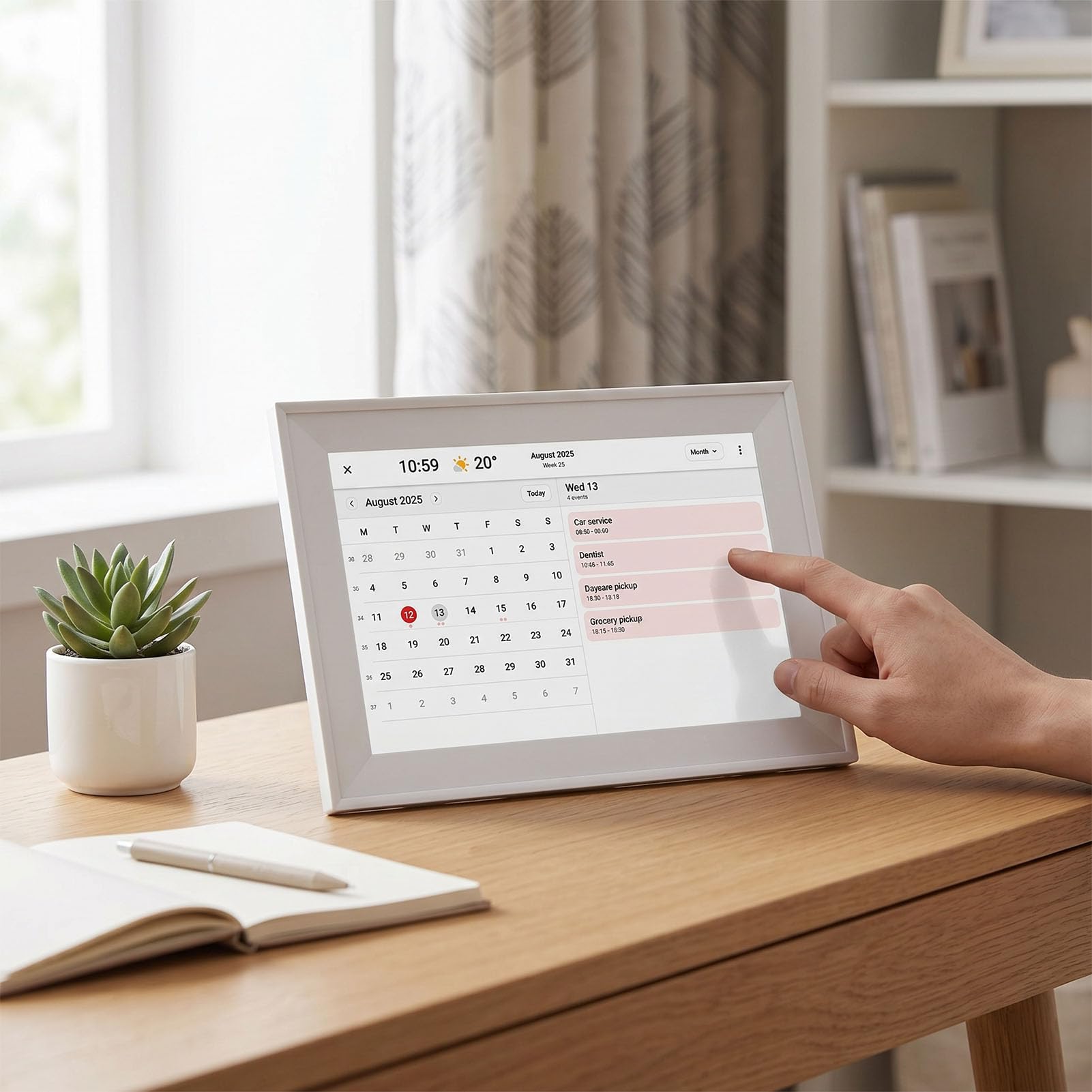 Wakects 10,1-Zoll-Touchscreen-Smart-Kalender, Digitaler Familienplaner mit WLAN-Synchronisierung, ABS-IPS-LCD-Display 1280 X 800, Dual Touch, Zeitplansynchronisierung und Fotofreigabe für das Home