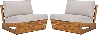 SAFAVIEH Outdoor - Lynn Lounge Chair Set of 2 - Natural & Light Grey - S...