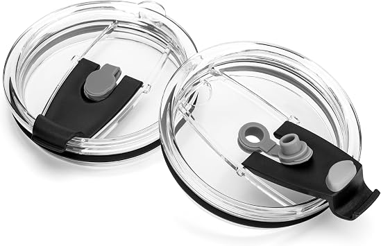 20 oz Tumbler Lids for YETI Rambler, 2 Pack Spill-Proof Lids for 3.2 inch diameter Tumbler, Covers for 20 Ounce CupBlack