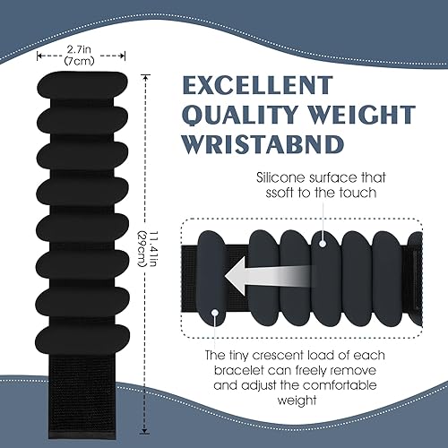 Miniatura 2 de Juego de 2 pesas para muñeca (1 libra cada una), pesas de tobillo, pesas para brazos y piernas para mujeres y hombres, brazaletes ajustables para