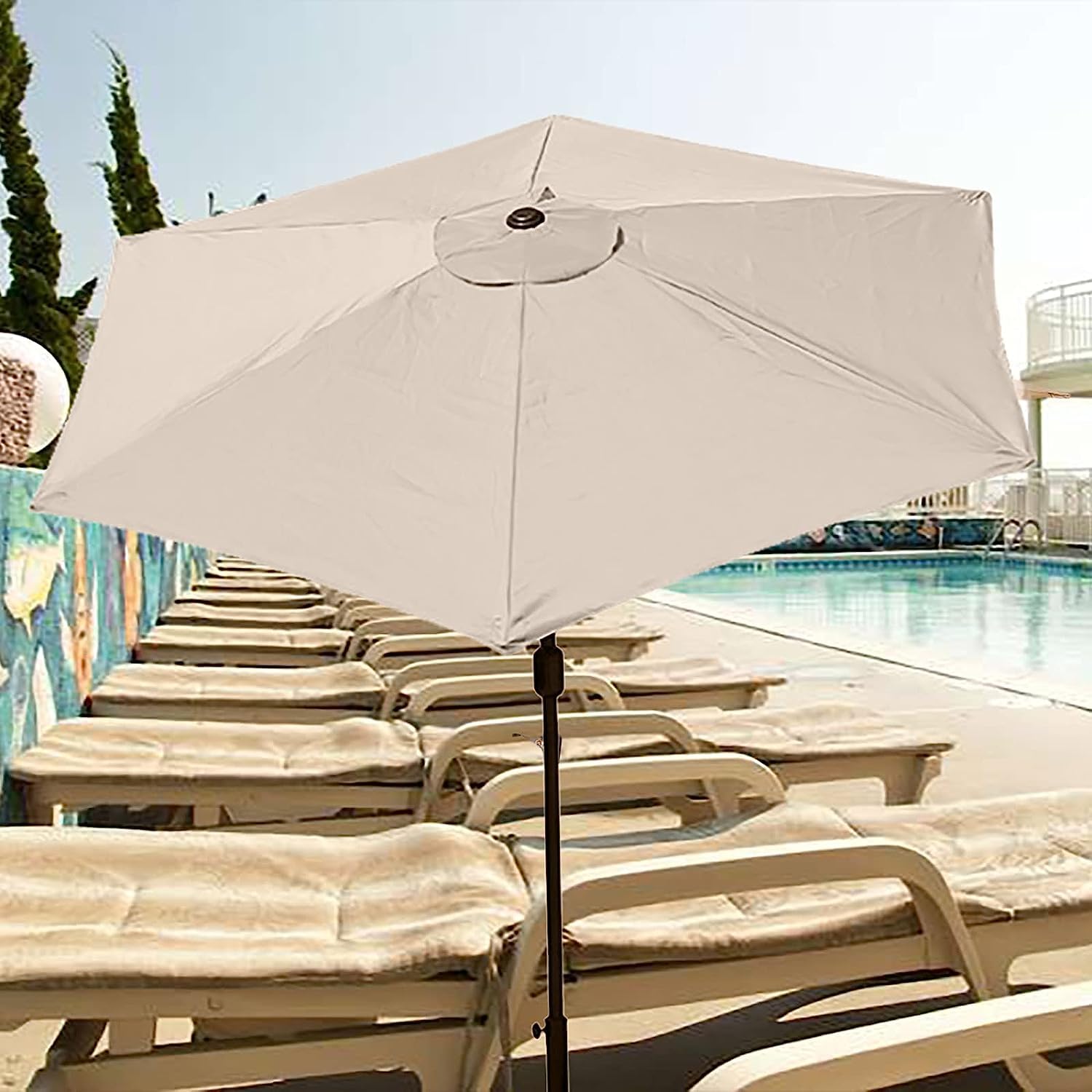 Housse de rechange pour parasol 2,7 m 6 baleines blanc