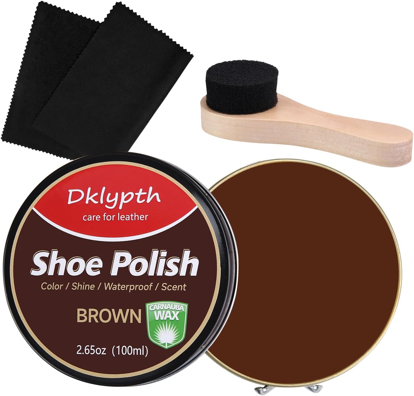 3 Pcs Brown Shoe Polish 100ML with Brush & Cloth, Leather Conditioner for Instant Shine on Shoes & Boots, Non-Greasy Formula Restores & Prevents Cracks
