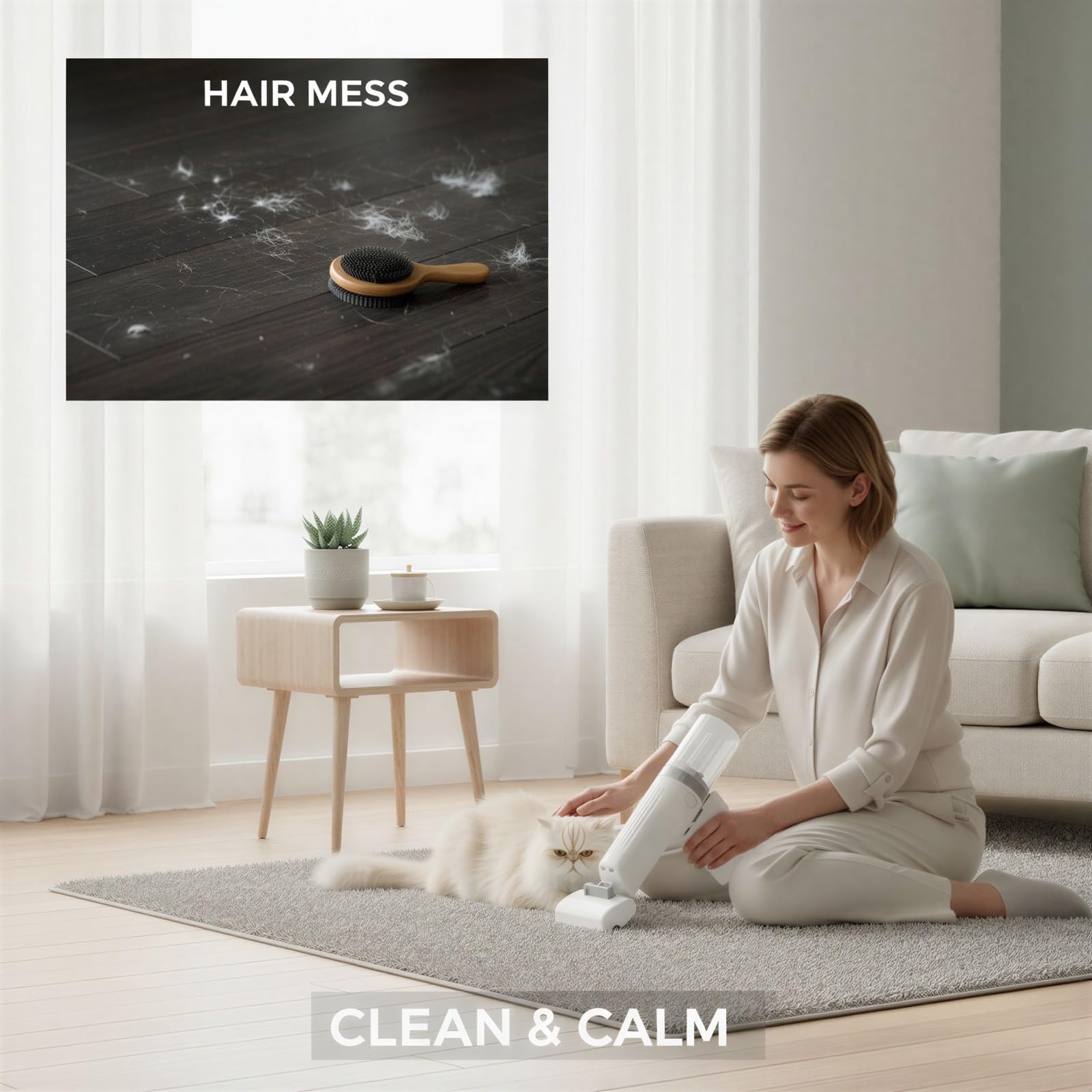 Kit de aseo 5 en 1 para perros y gatos, aspiradora inalámbrica para pelo de mascotas, cepillo eléctrico y colector, herramienta de eliminación de pelo para el hogar