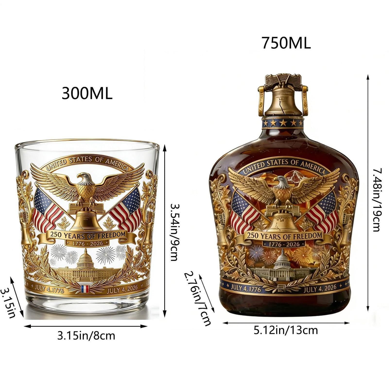 Genérico Botella De Whisky Del 250 Aniversario, Diseño De Agarre Seguro, 18,5 X 12,5 Cm, Decantador, Botella De Whisky Histórica Del 250 Aniversario De EE. UU., Diseño Conmemorativo, Para E