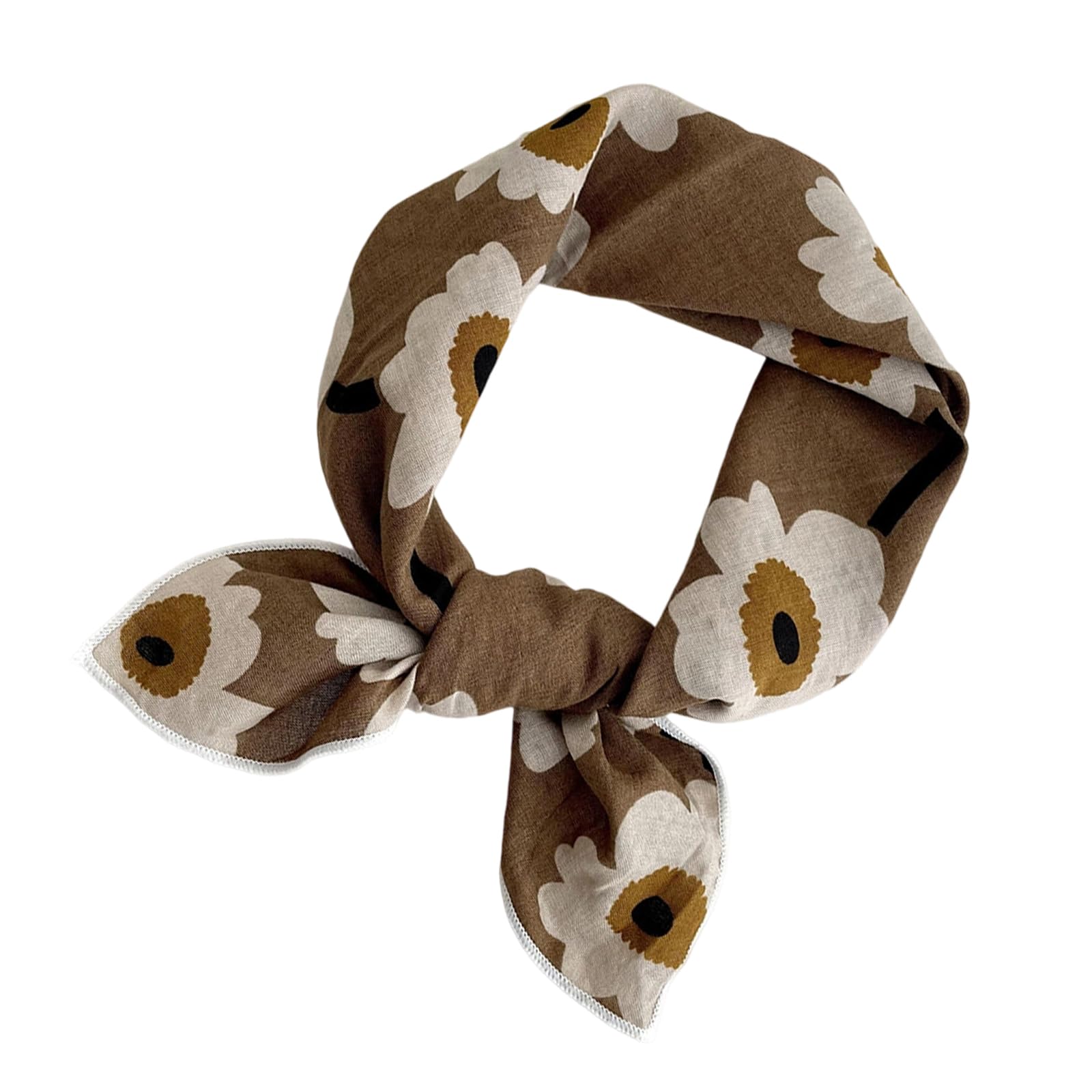 Mzran Unisex Narcissus Color Cotton And Linen Scarfs Women Small Square Scarf Breathable Lightweight Neckerchief Headscarf Elegant Head Scarfs Gift Women Hair Scarf