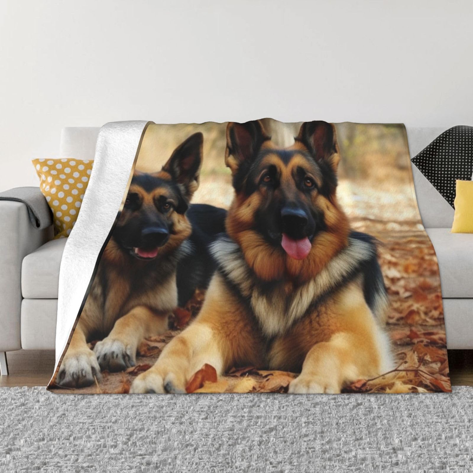 KLOPH German Shepherd Dog Throw Blanket 40"x30" Flannel Fluffy Warm Blanket for Couch, Reversible Plush Blankets for Bed, Comfy Fuzzy Blanket for Sofa, Plush Lightweight-Blankets for All Season