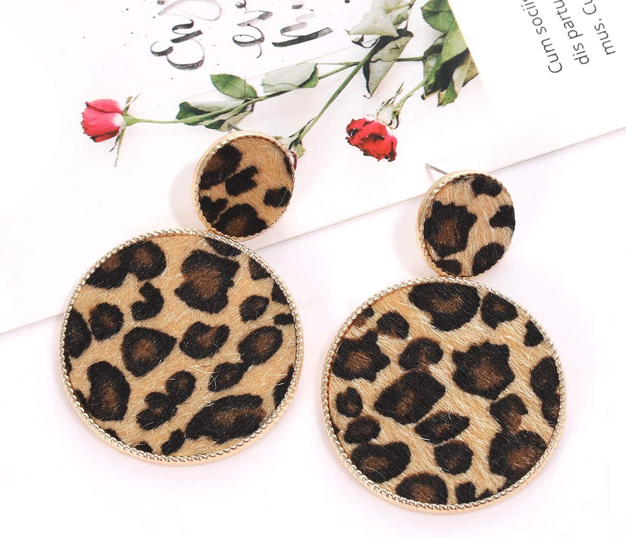 Leopard Dangle Earrings for Women Statement Snakeskin Square Drop Earrings Disc Earring Studs Fashion Jewelry - Image 2