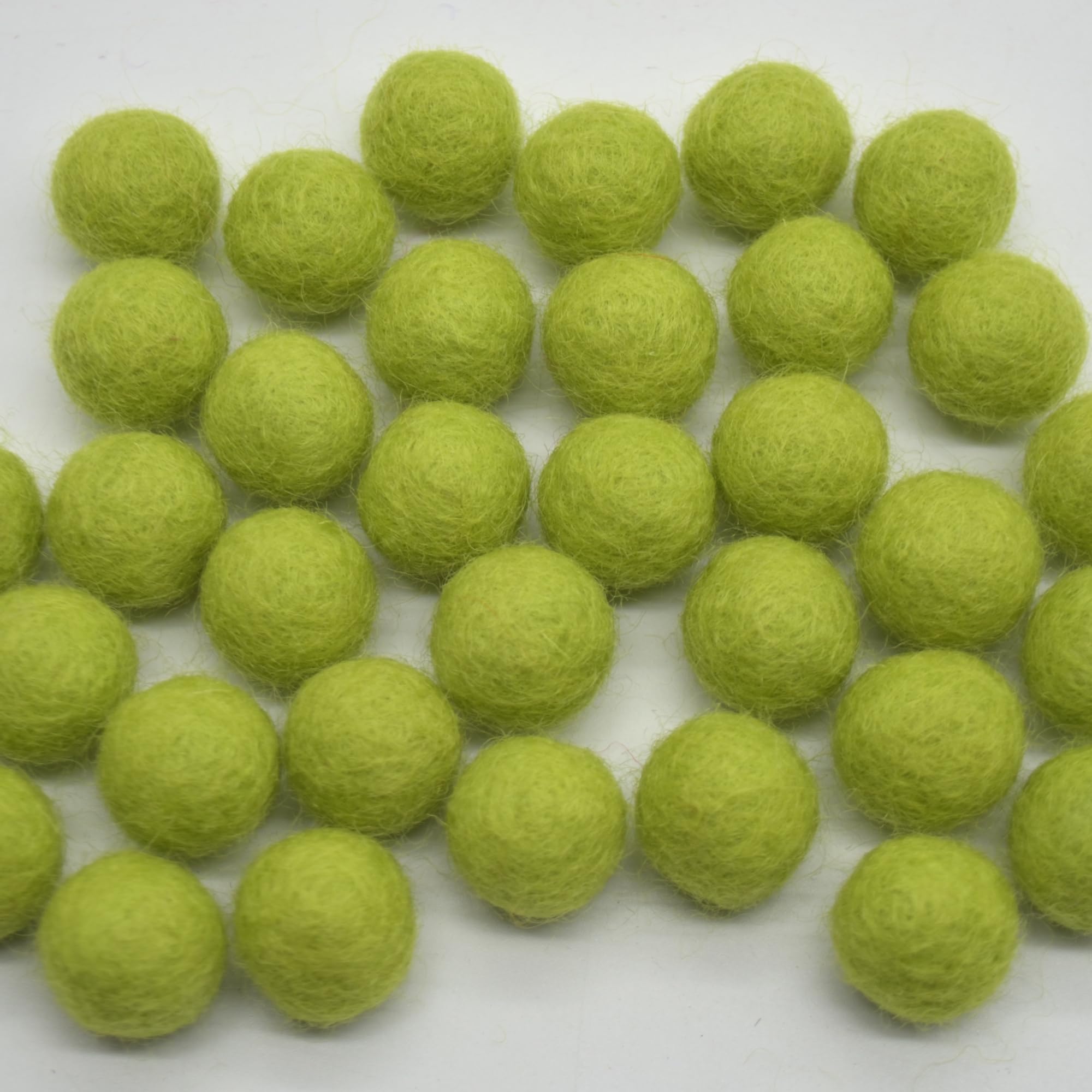 100% Wool Felt Balls - 1.5cm - 10 Felt Balls - Yellow Green