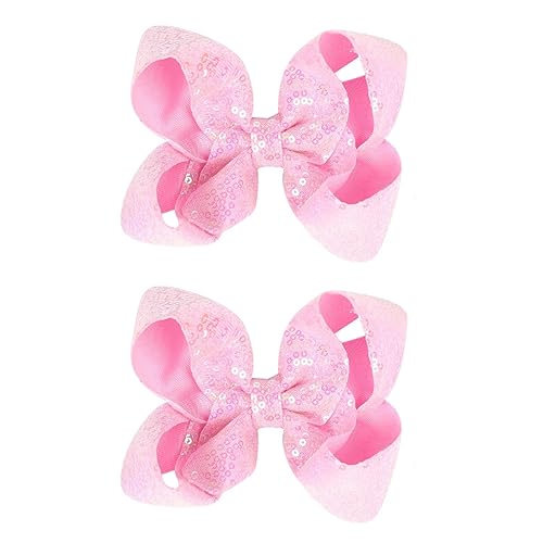 2 horquillas encantadoras de 5 pulgadas con lazo de hada pinza de lentejuelas multicolor para niños y adolescentes (rosa)