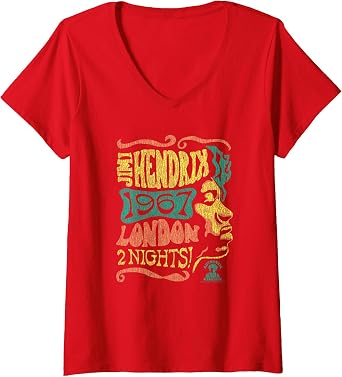 Womens Jimi Hendrix 1967 London Concert Vintage Band V-Neck T-Shirt