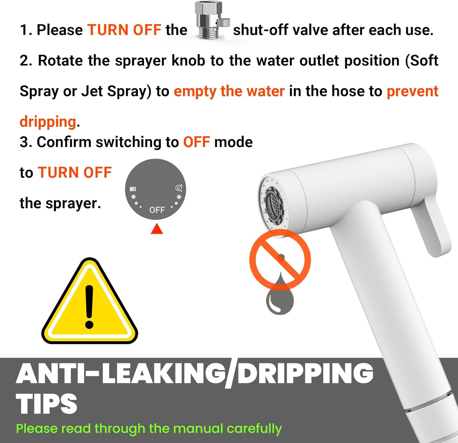 RV Bidet Sprayer – All Metal, RV Handheld Bidet with Water Hose & RV Fitting, Wall-Mount Toilet Sprayer for Motorhomes, Fifth Wheels, Trailers & Campers Toilet (WallMount)