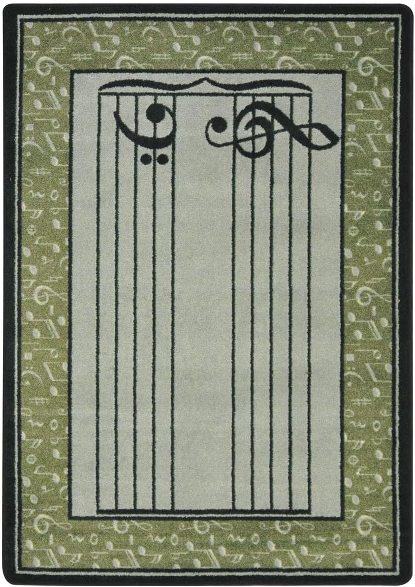 Joy Carpets Kid Essentials Music & Special Needs Fully Staffed Rug, Sage, 7'8" x 10'9"