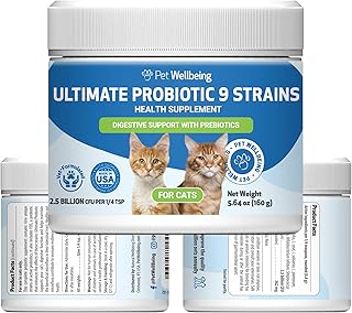 Pet Wellbeing Ultimate Probiotic for Cats – 9 Strains with FOS for Gut & Immune Support