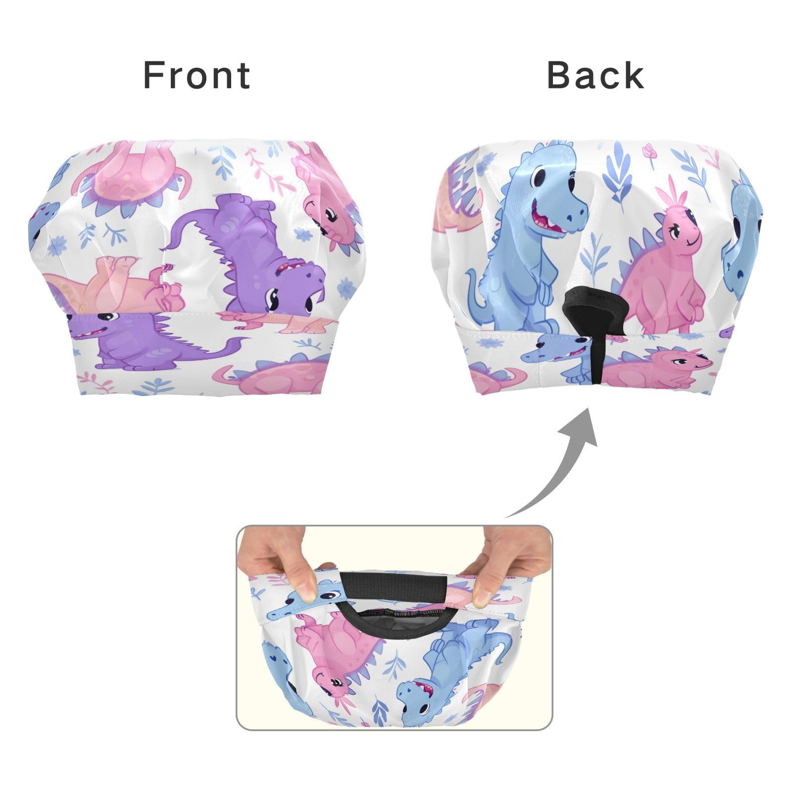 Bulletgxll Cartoons Dinosaur Kids Apron and Chef Hat Set Adjustable Bib Aprons with Pockets for Cooking Baking Painting