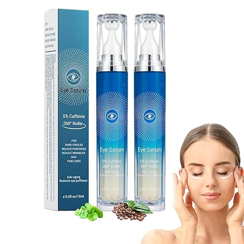 CelynFirm - Crema para apretar los ojos instantánea, suero de ojos con 5% de cafeína y crema enrollable para ojeras e hinchazón, con bola de masaje