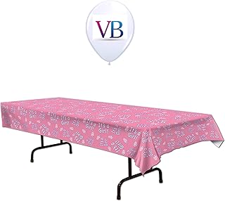 ValueBalloon Itâ€™s A Girl 54â€ X 108â€ Plastic Table Cover Birthday Party Decorations Supplies Baby Shower