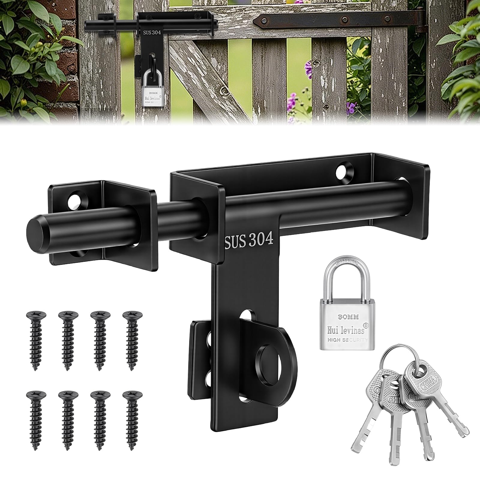 Loquet à boulon à barillet anti-rouille pour sécuriser une porte d'abri