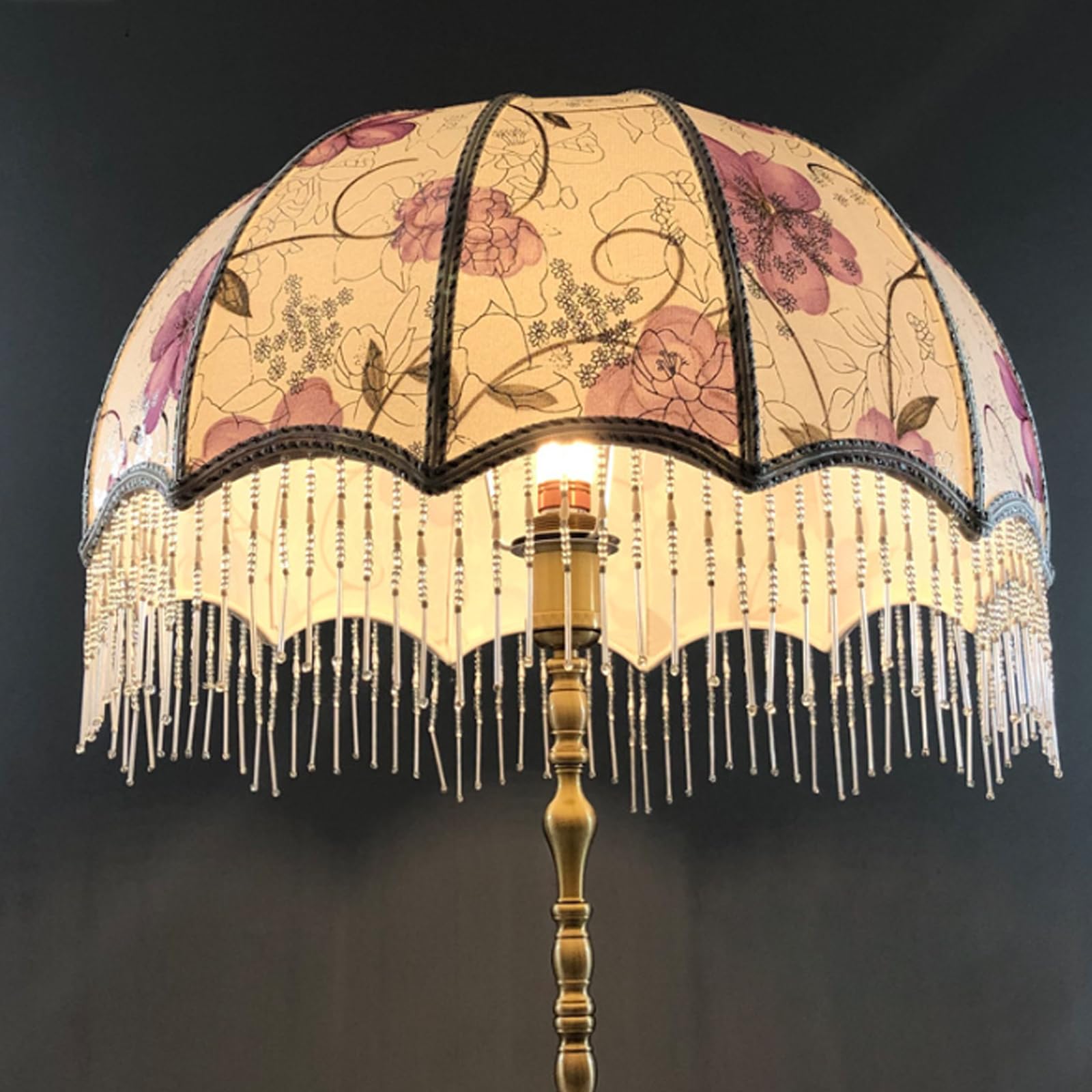 Pastoralist Vintage Lamp Shade with Tassels, Victorian Fringe Lamp Shade, Dome Scalloped, Replacement Antique Shades for E27 Table Lamps Floor Lamps 7.87x7.48 Style 2, Fringe, Victor