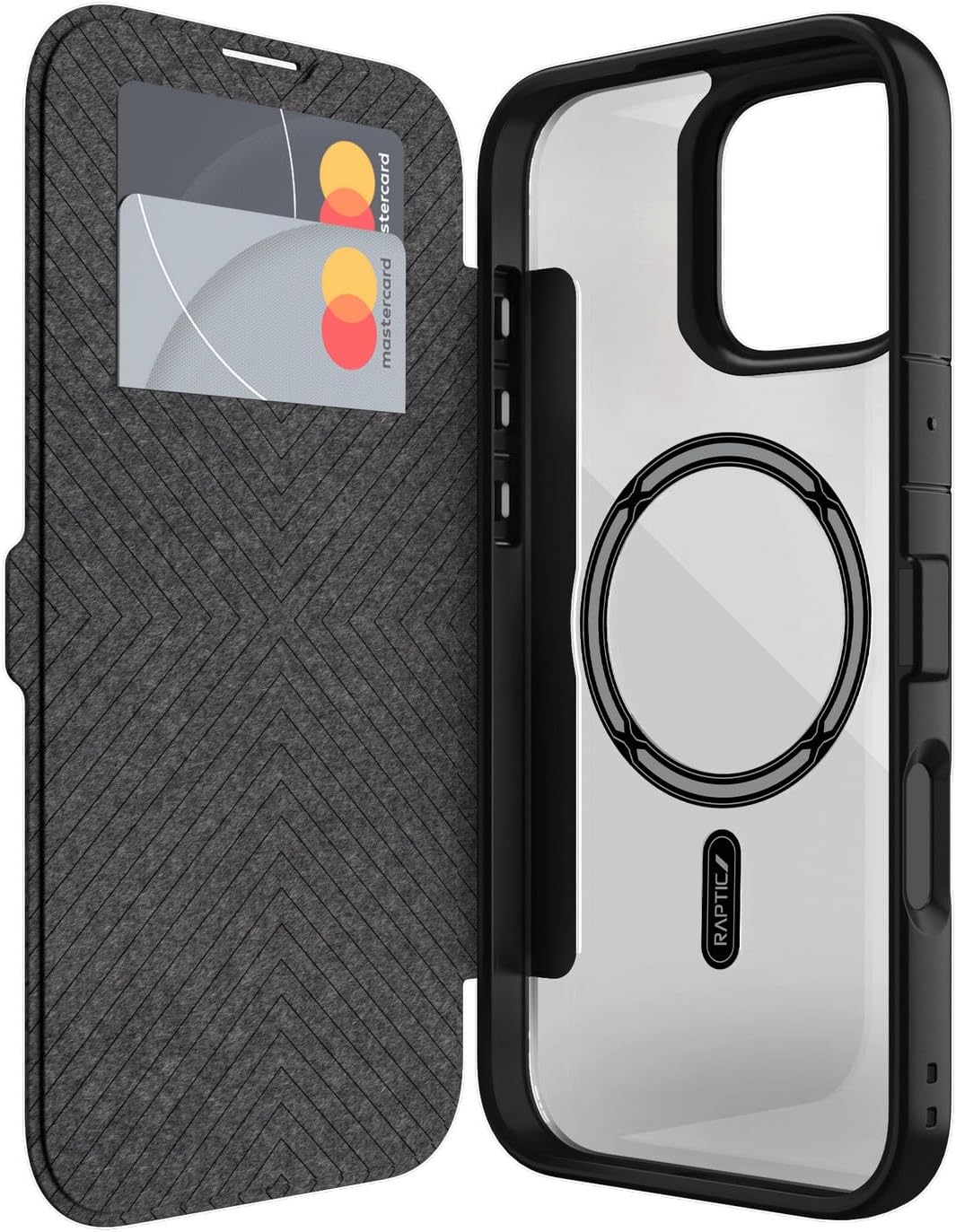 Amazon.co.jp: 【RAPTIC】 iPhone 16 Pro 対応 ケース マグセーフ 対応 手帳型 耐衝撃 クリア カバー 背面 ...