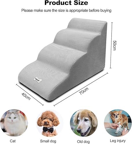 Miniatura 6 de Escaleras para perros, escaleras extraíbles y lavables, rampa antideslizante para mascotas de 4 escalones, escalones para sofá de cama alta,