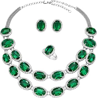 Viora Jewels Blue Crystal Jewelry Set for Women | Necklace Earrings Ring Set | Elegant Statement Designer Fashion Set Price In India