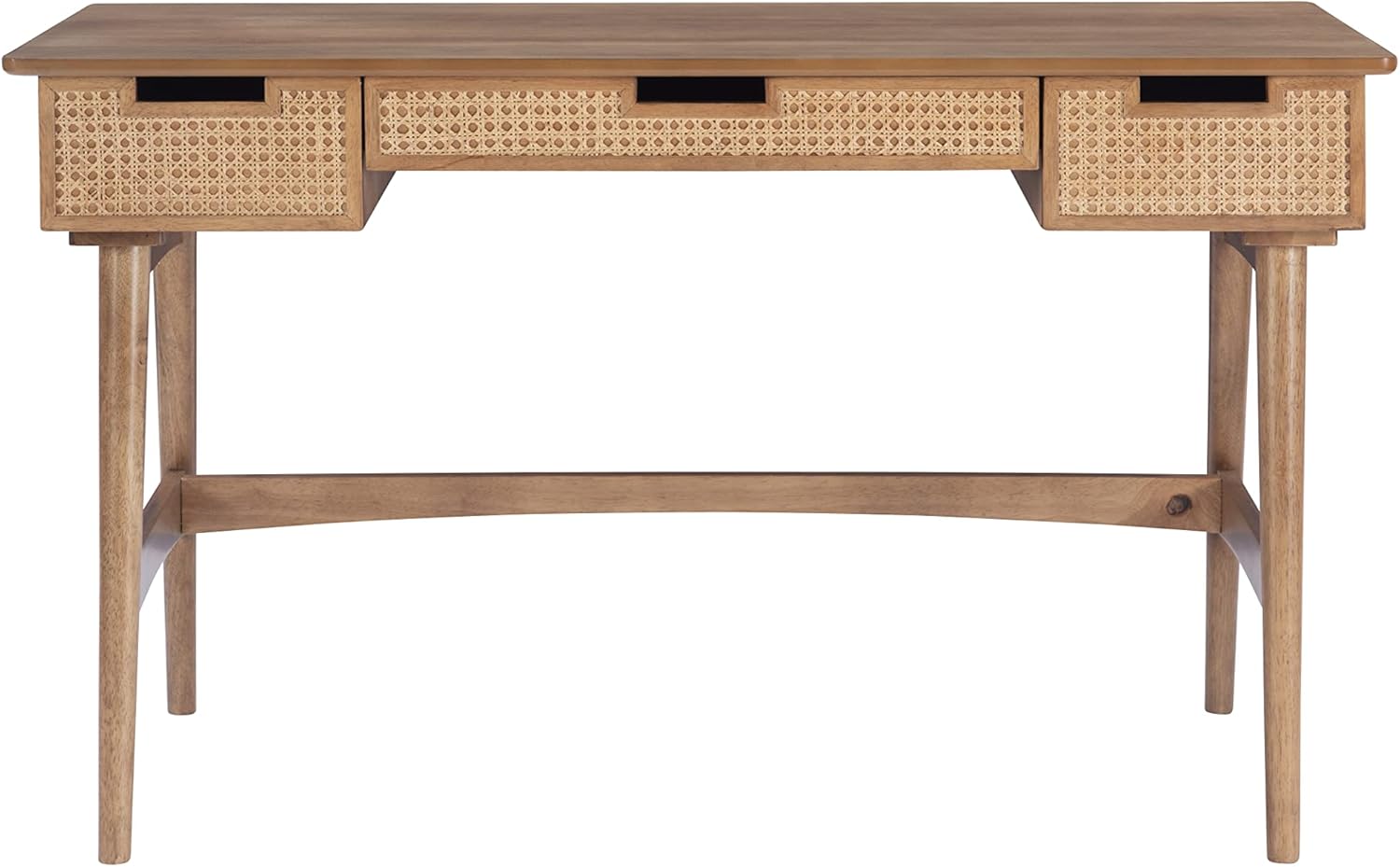 Dutton Natural Wood and Rattan Desk by Linon