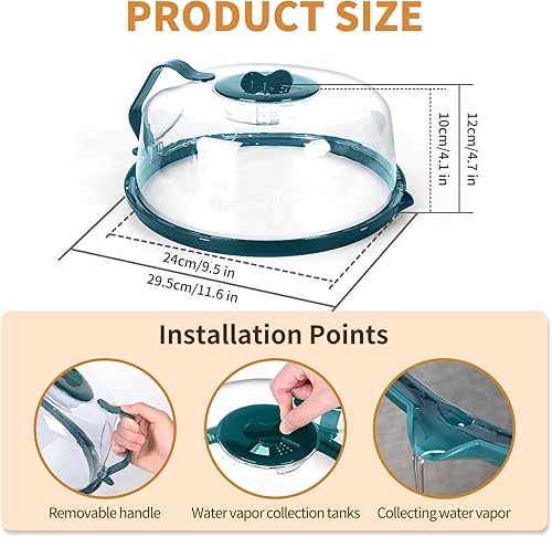 Miniatura 2 de Funda para microondas con vaporizador de agua, cubierta para salpicaduras de microondas, cubiertas de placa de 10 pulgadas con mango integrado,