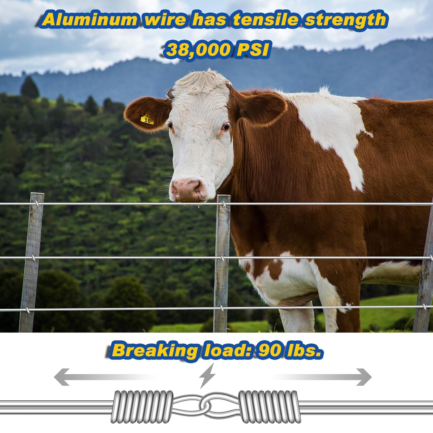 Gisafai 2000 ft 16 Gauge Aluminum Wire for Electric Fencing, Aluminum Alloy Wire for Electric Fencing, High Conductivity & Durability