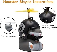 Vista 2 de wonuu - Campana de bicicleta con luz y casco, linda bocina de bicicleta con forma de hamster, decoración de salpicadero, campanas de bicicleta