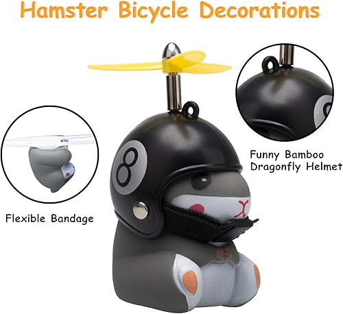 Miniatura 2 de wonuu Campana de bicicleta de pato con luz y casco, linda bocina de bicicleta de hámster, decoración de salpicadero, campanas de motocicleta,