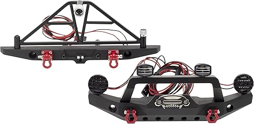 Miniatura 4 de Barra protectora de parachoques delanterotrasero anticolisión de aleación de aluminio con luces LED compatible con Axial SCX10 90046 TRX-4 SCX10 iii