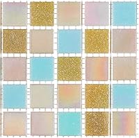 Vista 29 de URBN - Mosaico de vidrio iridiscente blanco contemporáneo con reflejos de bronce metálico para cocina y baño, azulejos de muestra