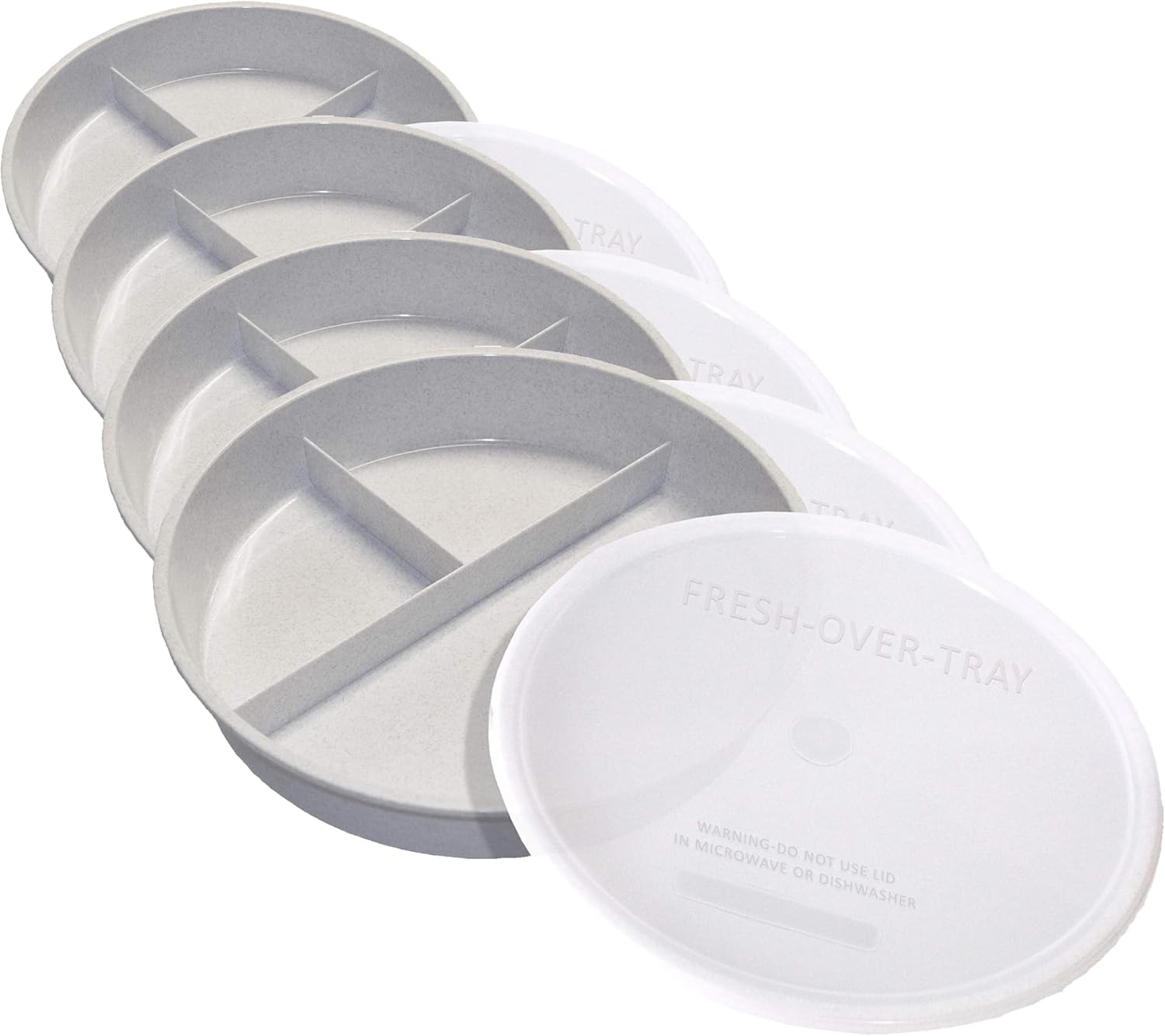 Rehabilitation Advantage High Sided Partitioned Dish with Lid, Gray (Pack of 4)