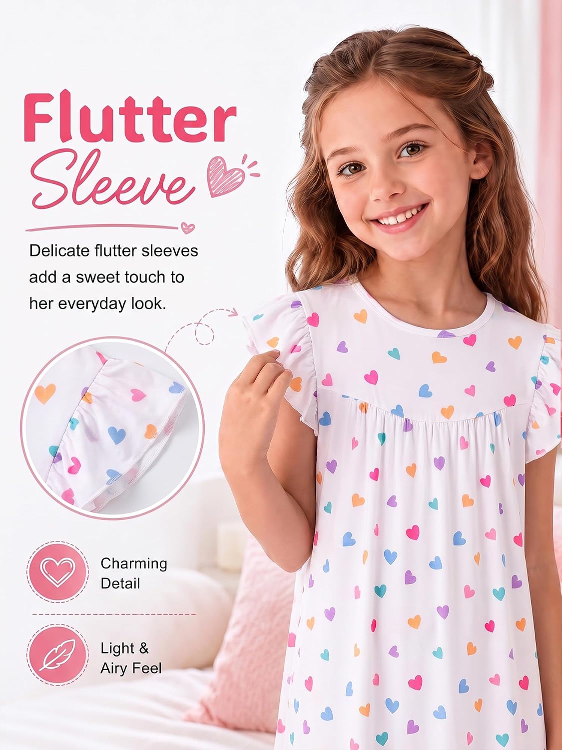 ICOSY Matching Doll and Girls Nightgowns, Soft Pjs for 18" Doll Accessories