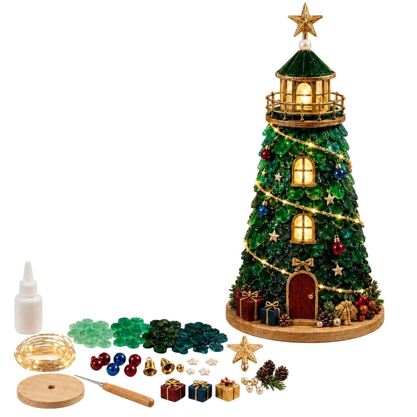 JytxhgzrVZ Sea Glass Art Kit, Christmas DIY Craft Lighthouse Kit，A5