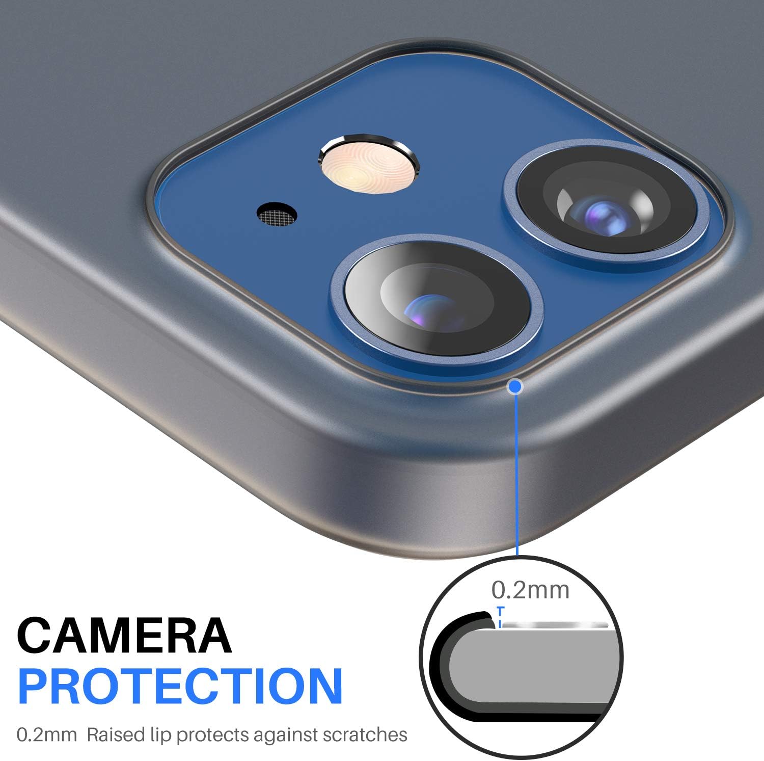 TOZO Compatible for iPhone 12 Mini Case 5.4 inch Hard Cover 0.35mm World's Thinnest Protect Bumper Shell Semi Transparent Light Weight Thin Cover with Matte Finish Black
