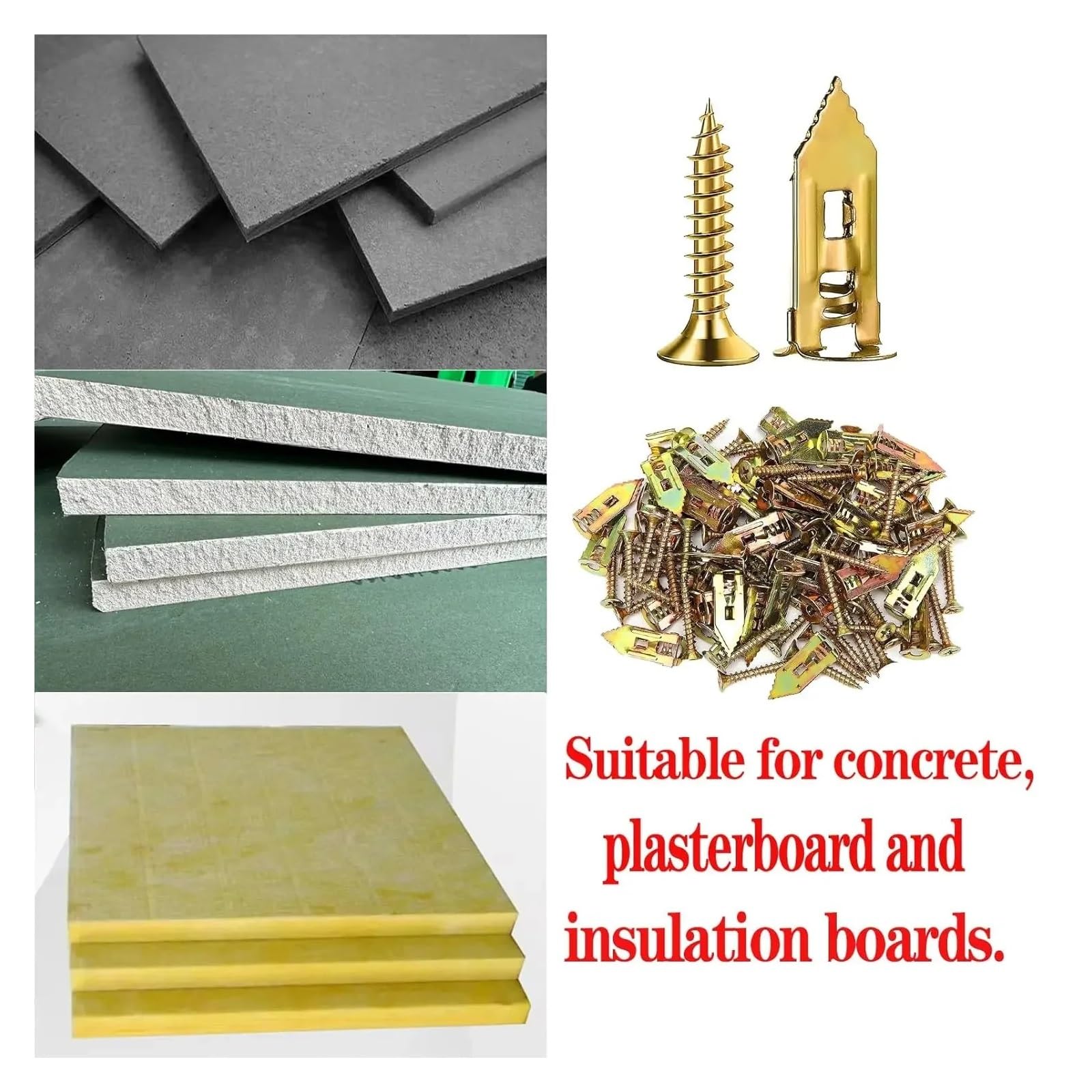 Selbstbohrende Dehnschrauben aus Edelstahl, Trockenbau-Gipskarton-Anker-Kit, Hohlraumdübel, Dübelbefestigungs-Werkzeug-Set, Heimwerken(12x40mm-500PCS)