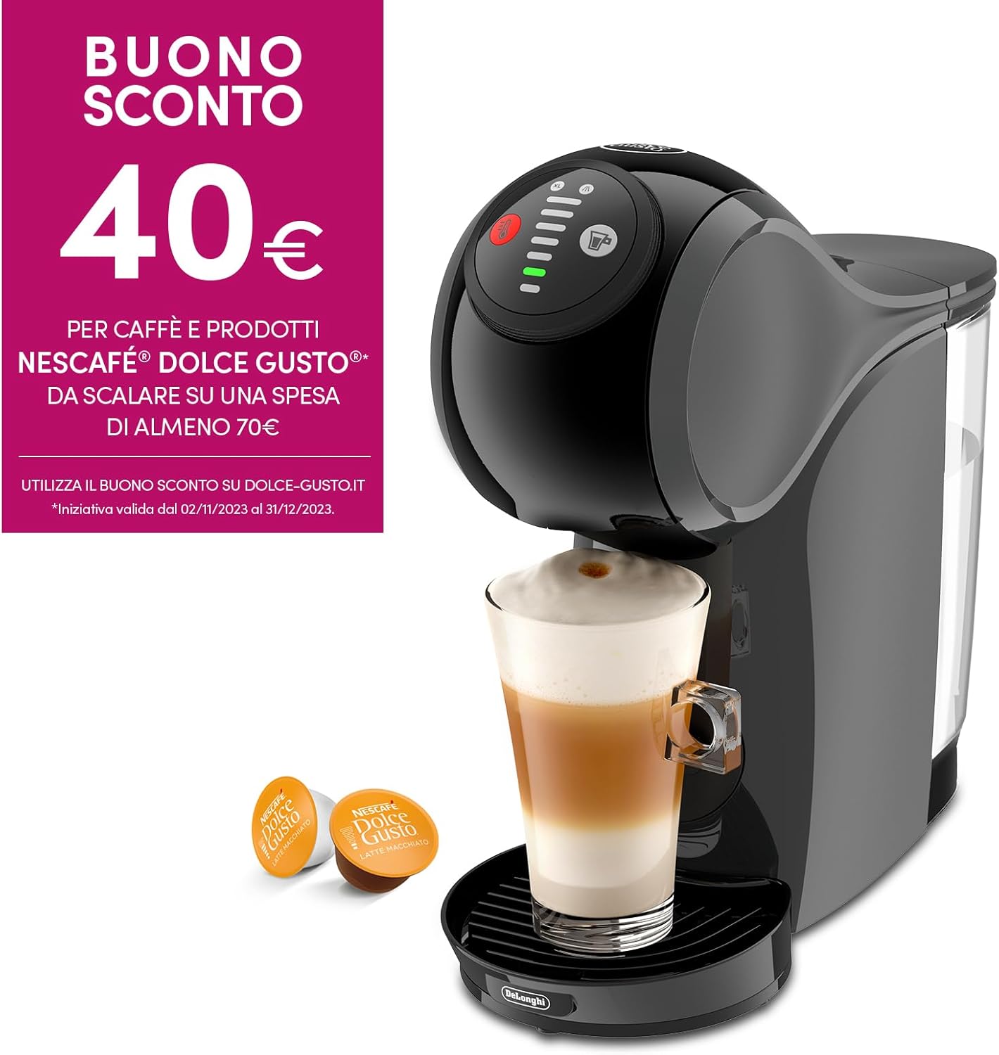 De'Longhi Nescafé Dolce Gusto GENIO S EDG226.A, Macchina per Caffè Espresso e Altre bevande in capsula, Bevande calde e fredde, Compatta, Spegnimento automatico, Antracite - Immagine 2